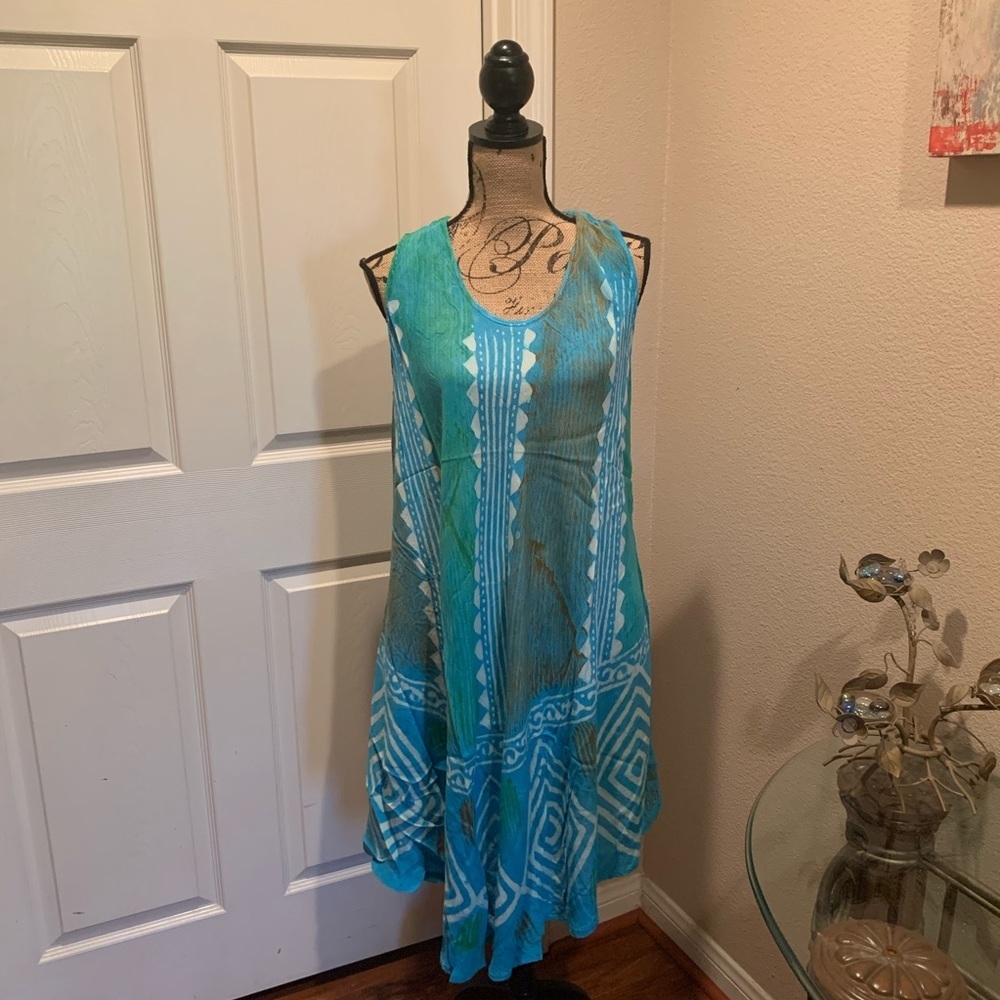 Multi colored print short umbrella dress.